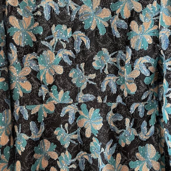 SANDRO Dress Sequins blue Flowers Sz 40 Gold - Picture 10 of 13